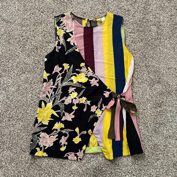 Diane Von Furstenberg multicolor striped silk wrap sleeveless top size M - Picture 5 of 12